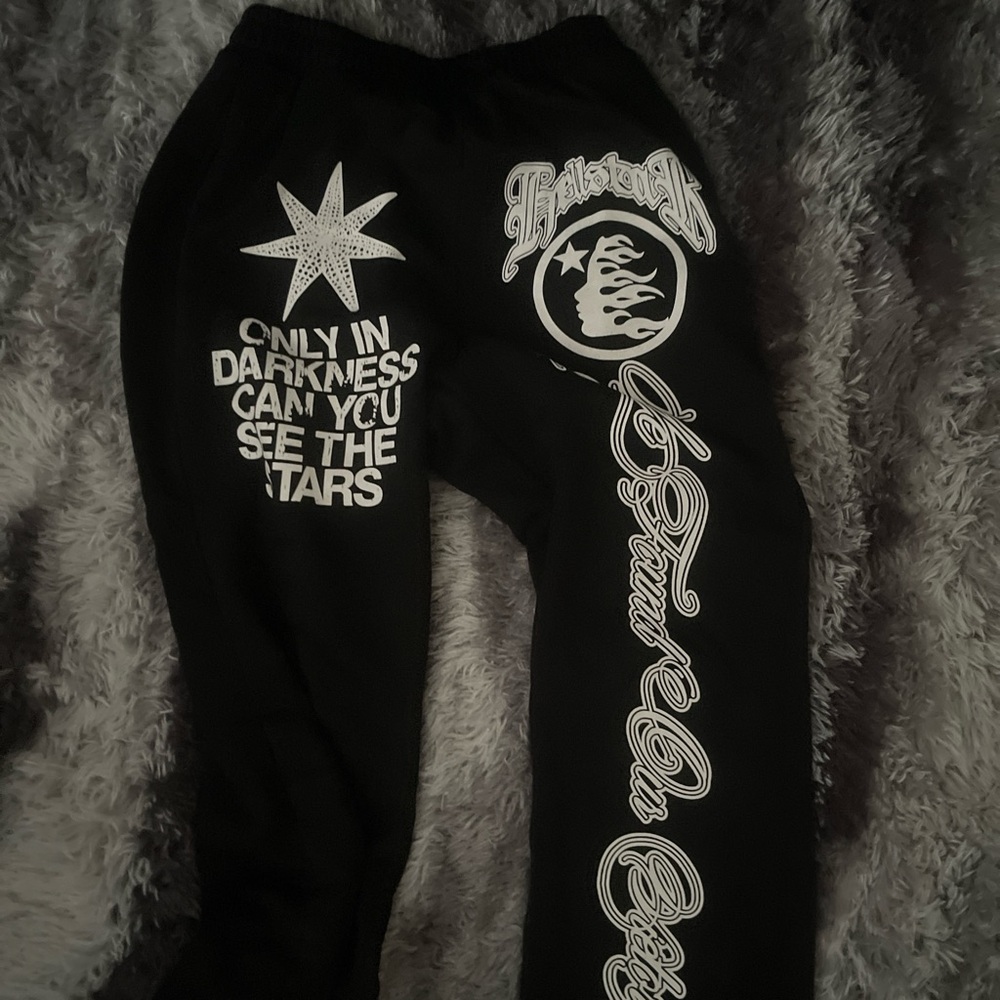 Black Graphic Print Men's Pants